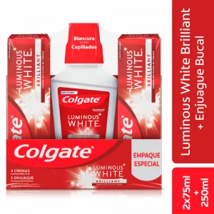 Kit de Higiene Oral Colgate Luminous White Brilliant 2x75 ml + 250 ml