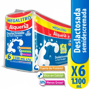 Leche Alquería Bolsa x 1100 ml - Deslactosada x 6 und