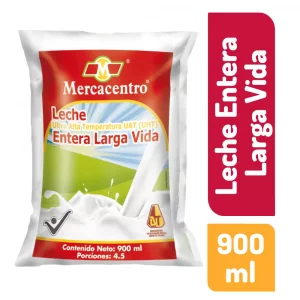 Leche Mercacentro Larga Vida 900 ml Entera