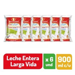 Leche Mercacentro Larga Vida Entera 6 und x 5400 ml