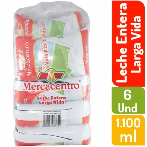 Leche Mercacentro Larga Vida Entera 6 X 1100 ml