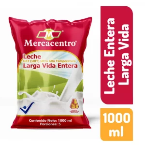 Leche Mercacentro Larga Vida Entera x 1000 ml