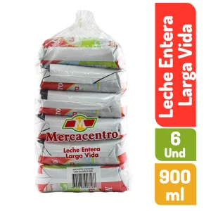 Leche Mercacentro Larga Vida Entera X 6 und /900 ml