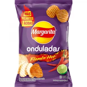 Papa Margarita Flamin Hot Onduladas x 105 g