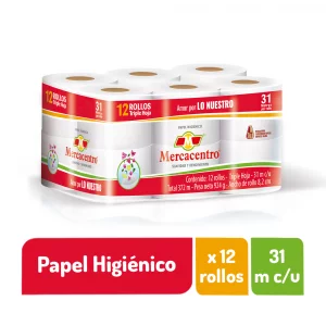 Papel Higienico Mercacentro x 12 rollos 372 m
