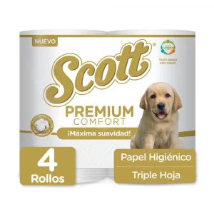 Papel Higiénico Scott Premium Comfort Triple Hoja 4 rollos 99.2 m