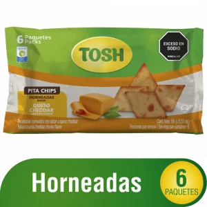 Pita Chips Tosh 6 und 26 g Queso Cheddar x 156 g