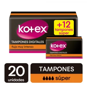 Tampon Kotex Digital Súper 20 + 12 Precio Especial - 32 und