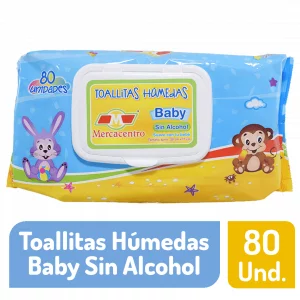 Toallitas Húmedas Mercacentro Sin Alcohol Con Tapa 80 und