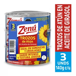 Trozos De Atun Zenu x 3 und 140 g c/u Aceite Girasol