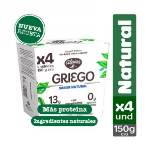 Yogurt Griego Alpina Natural 4 x 150 g
