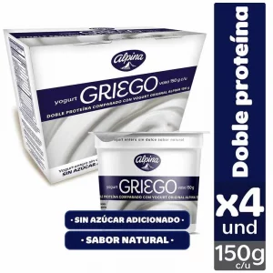 Yogurt Griego Alpina x 4 Natural Sin Azúcar