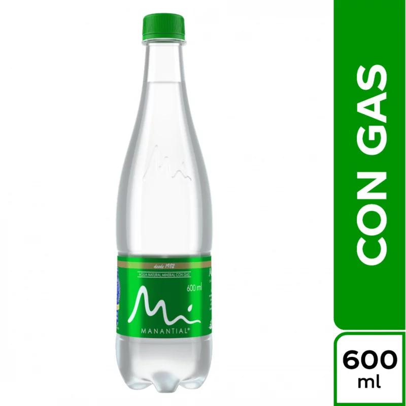 Agua Manantial con Gas Pet 600 ml