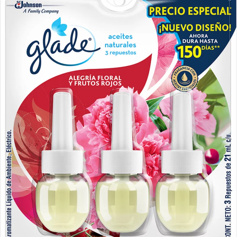 Ambientador Glade Aceite Repuesto X3 Alegria Floral