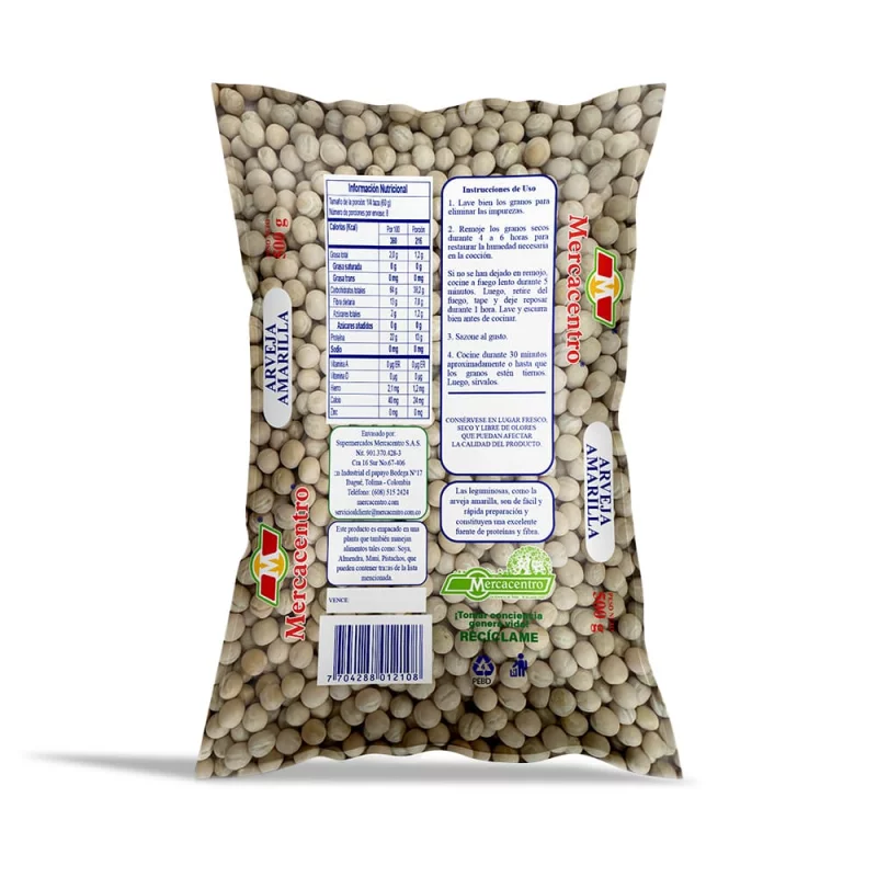 Arveja Amarilla Seca Mercacentro 500 g