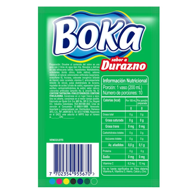 Boka Durazno 2 Litros Sobre x 10 g