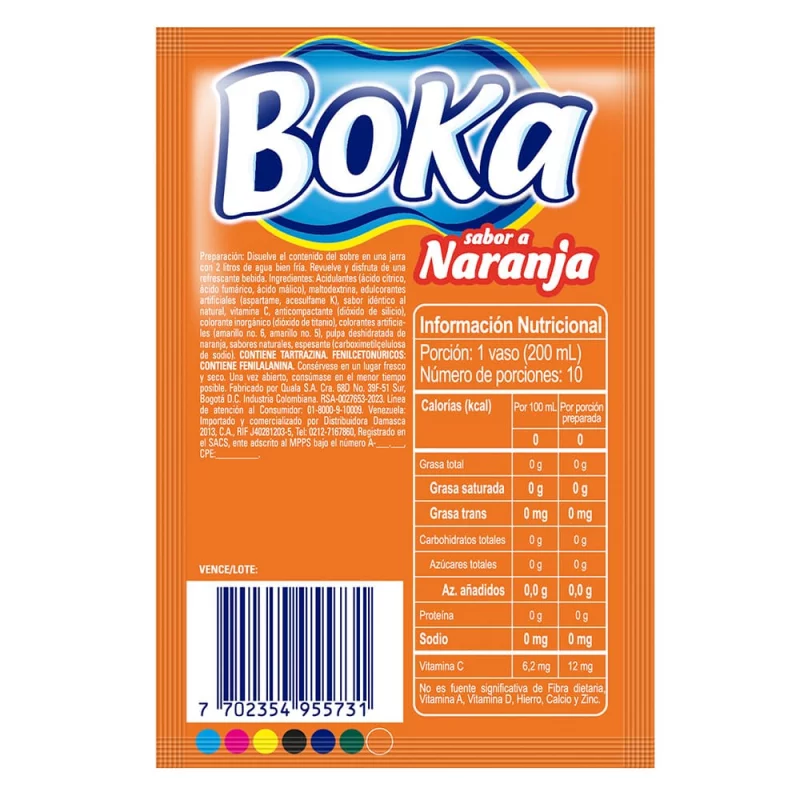 Boka Naranja 2 Litros Sobre x 10 g