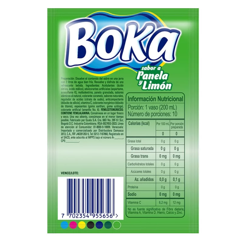 Boka Panela Limón 2 Litros Sobre x 10 g