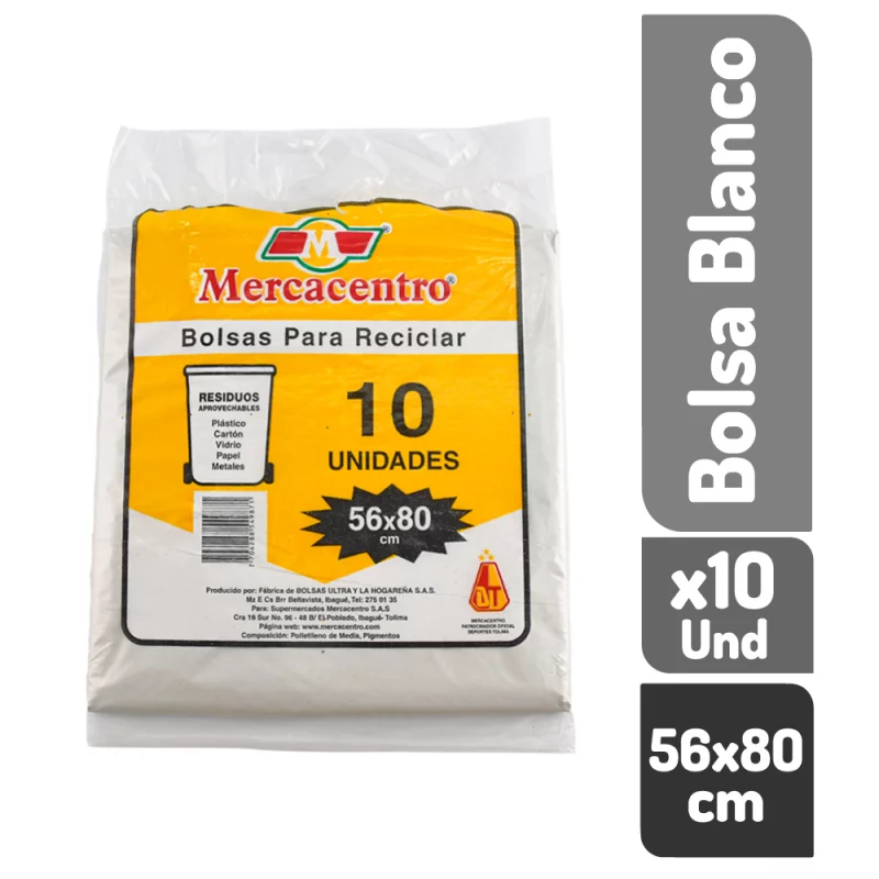 Bolsa Mercacentro Blanca 56 x 80 Cm x 10 und