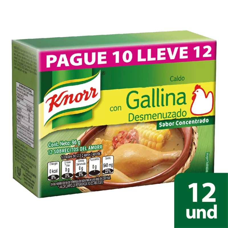 Caldo Knorr Gallina Desmenuzado 80 g / Pague 10 -  Lleve 12