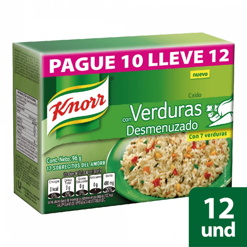 Caldo Knorr Verduras Desmenuzado 80 g / Pague 10 -  Lleve 12