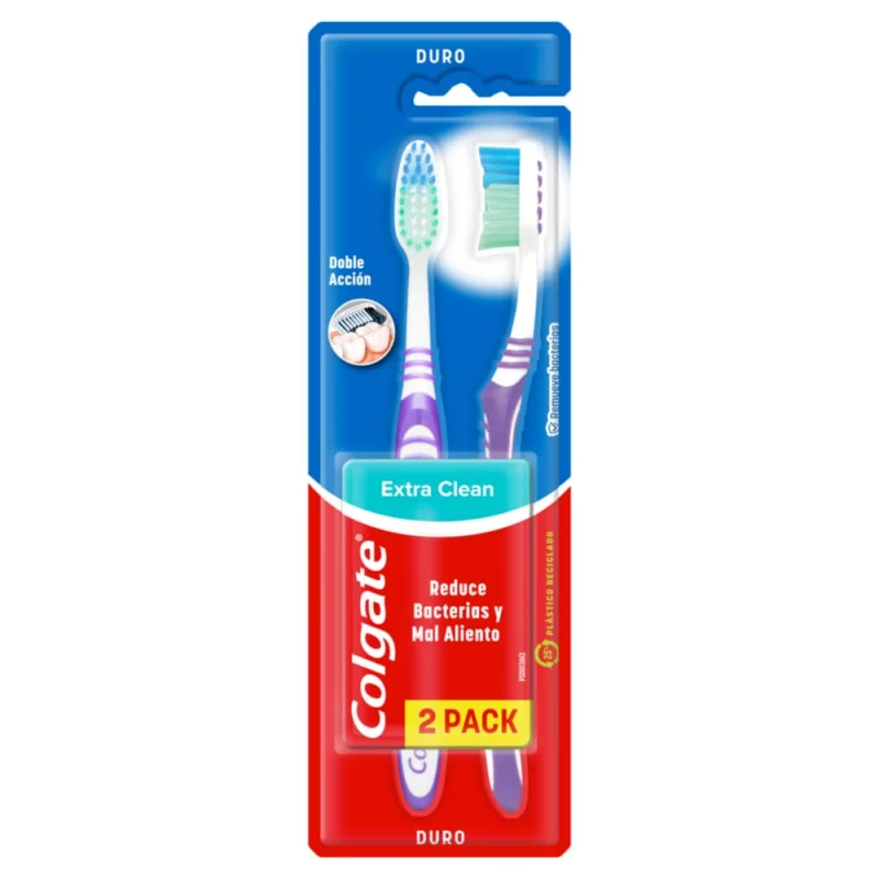 Cepillo Dental Colgate Extra Clean Firme Doble Acción x 2