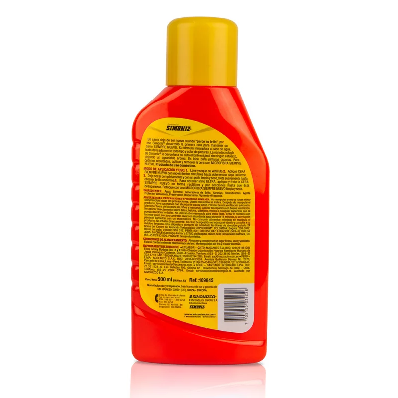 Cera Simoniz Líquida Siempre Nuevo x 500 ml