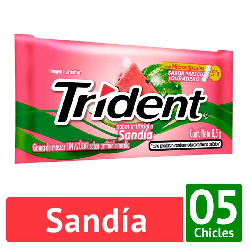 Chiclets Trident Sandia x 5 und  8.5 g