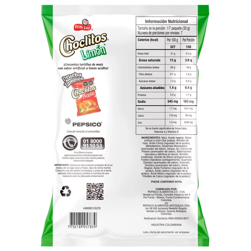 Choclitos Limon x 210 g