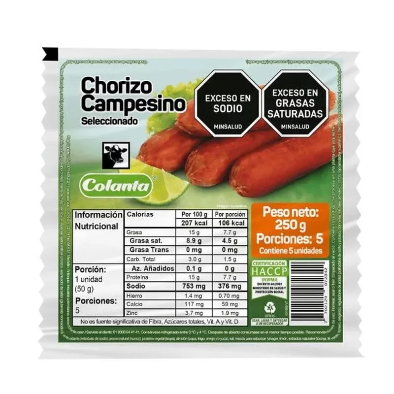 Chorizo Campesino Colanta 250 g