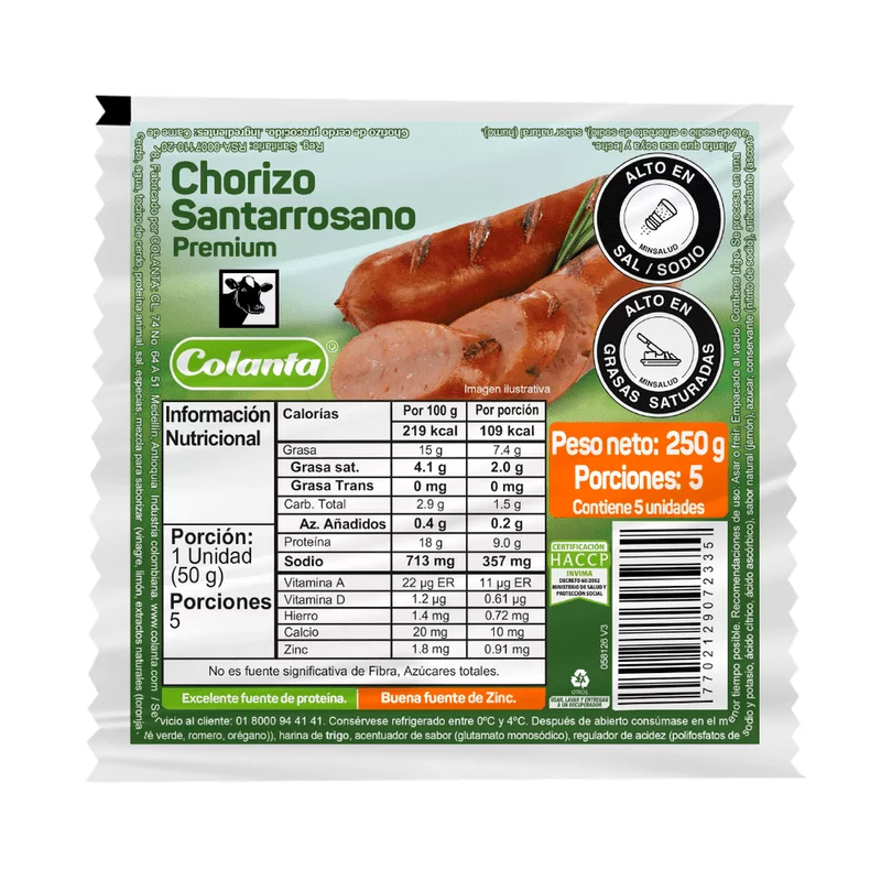 Chorizo Colanta Santarrosano x 250 g