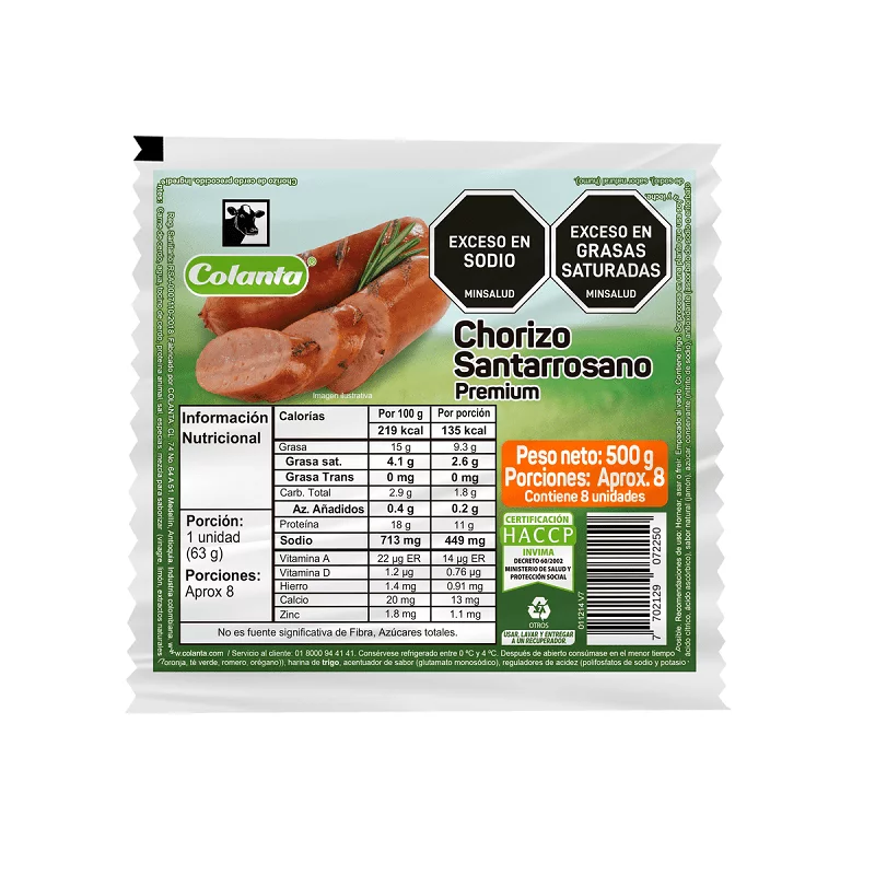 Chorizo Santarrosano Colanta 500 g