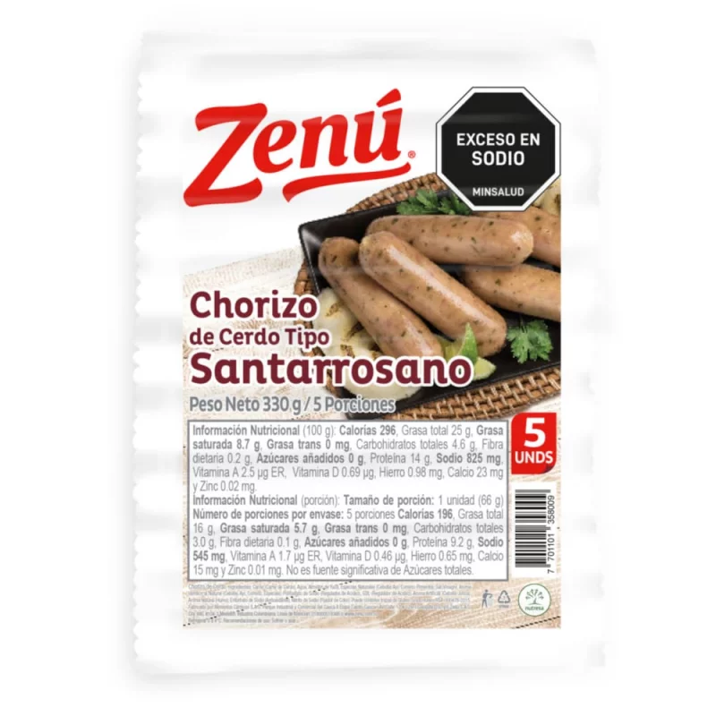 Chorizo Santarrosano Zenú x 330 g