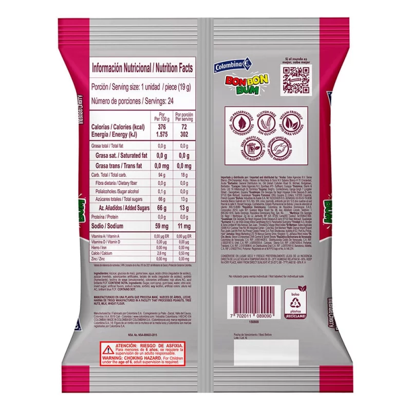 Chupeta Bon Bon Bum Cereza x 24 und  456 g