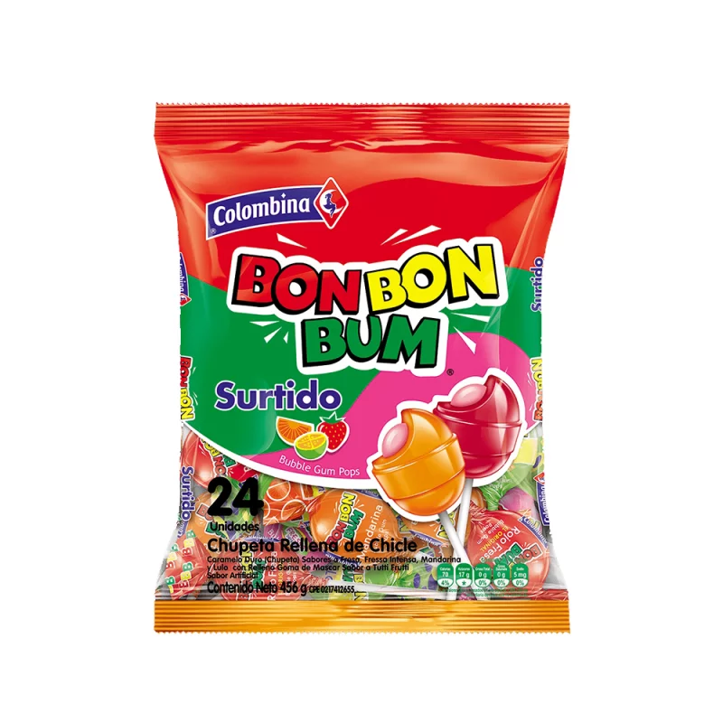 Chupeta Bon Bon Bum Surtido x 24 und 456 g
