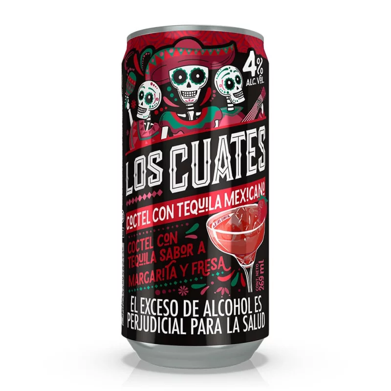 Coctel Los Cuates Con Tequila Fresa x 269 ml