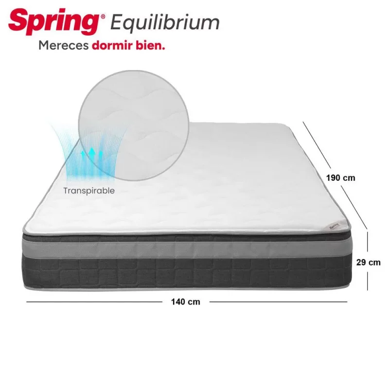 Combo Spring Equilibrium 140 x 190 + 2Almohadas + Protector
