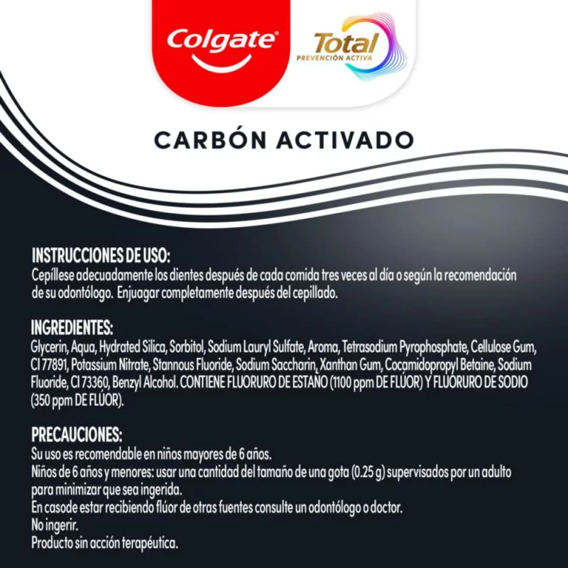 Crema Colgate Total 12  3 x 75 ml Carbon Activado