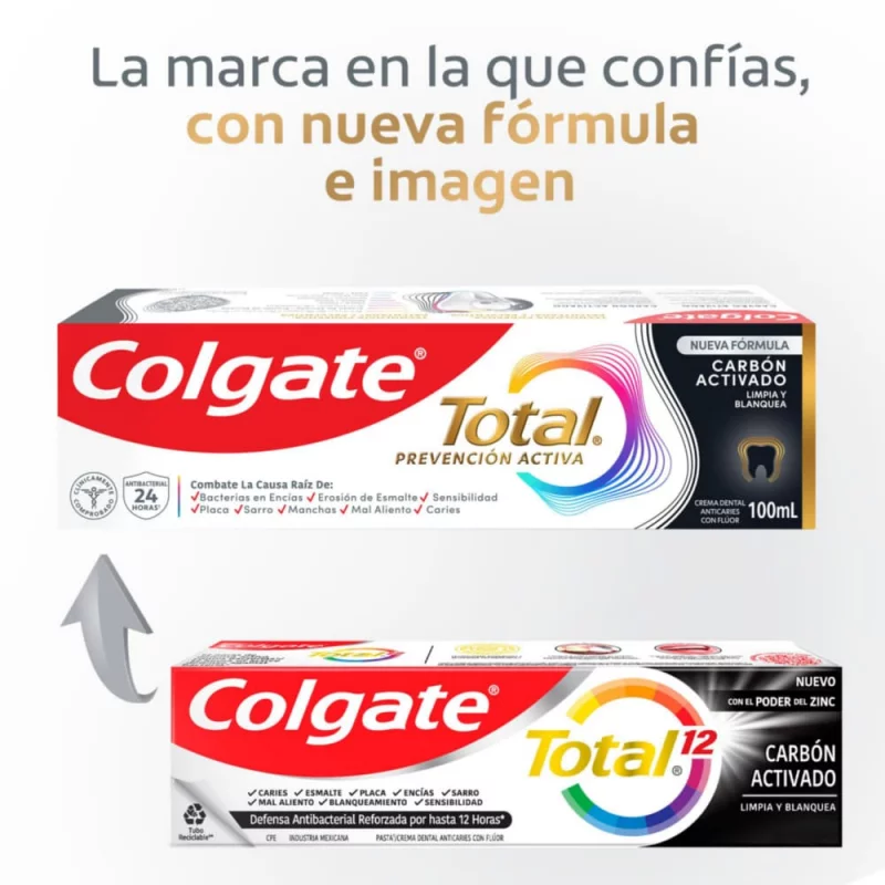 Crema Colgate Total 12  3 x 75 ml Carbon Activado