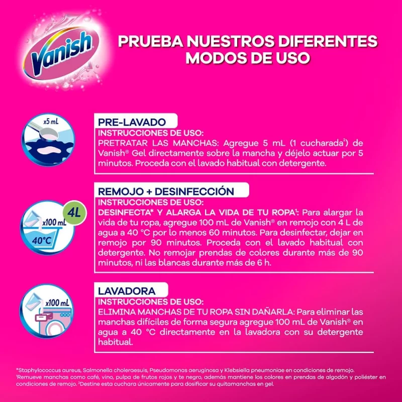 Desmanchador Vanish Líquido Blanco 900 ml