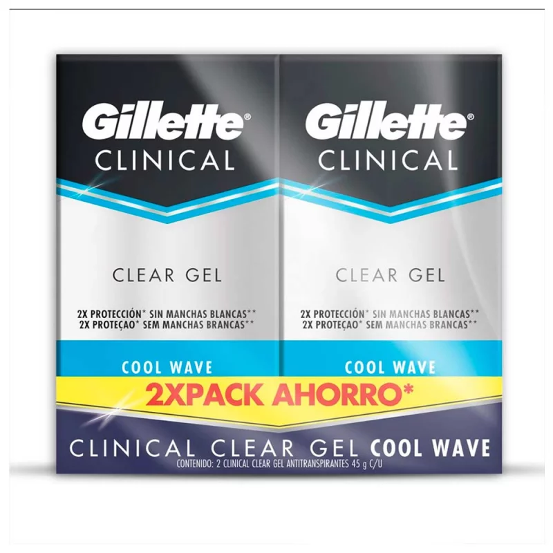 Desodorante Gillette Clinical Gel 2X45 g  |  Cool Wave