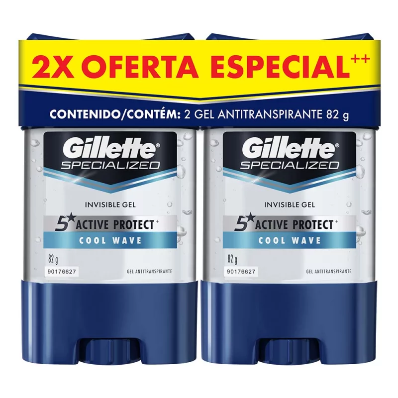 Desodorante Gillette Gel X 2 und  Cool Wave Pague 164 g
