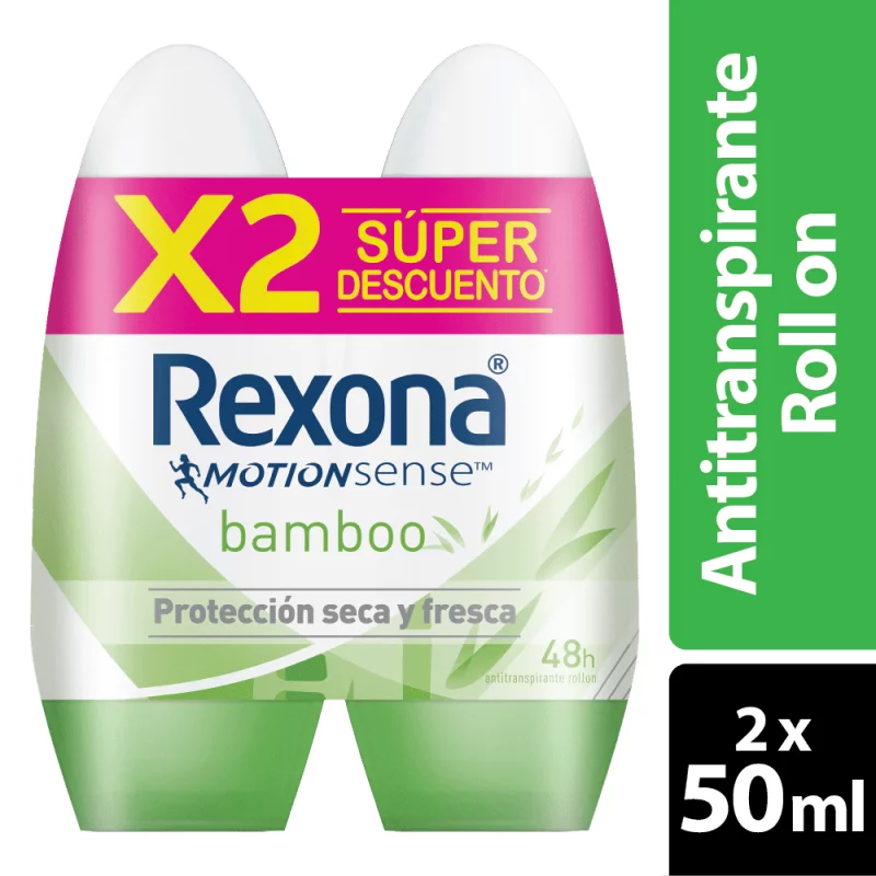 Desodorante Rexona 2X50 ml Bamboo Roll On Precio Especial 10