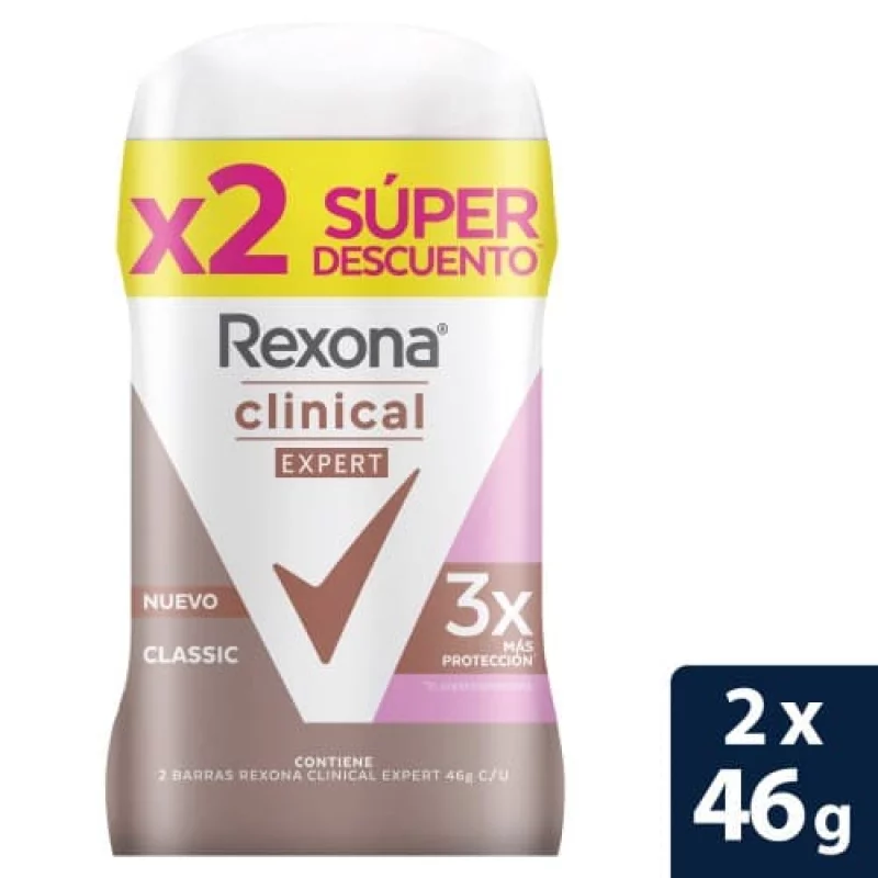 Desodorante Rexona Clinical Expert Women Barra 2 x 46g