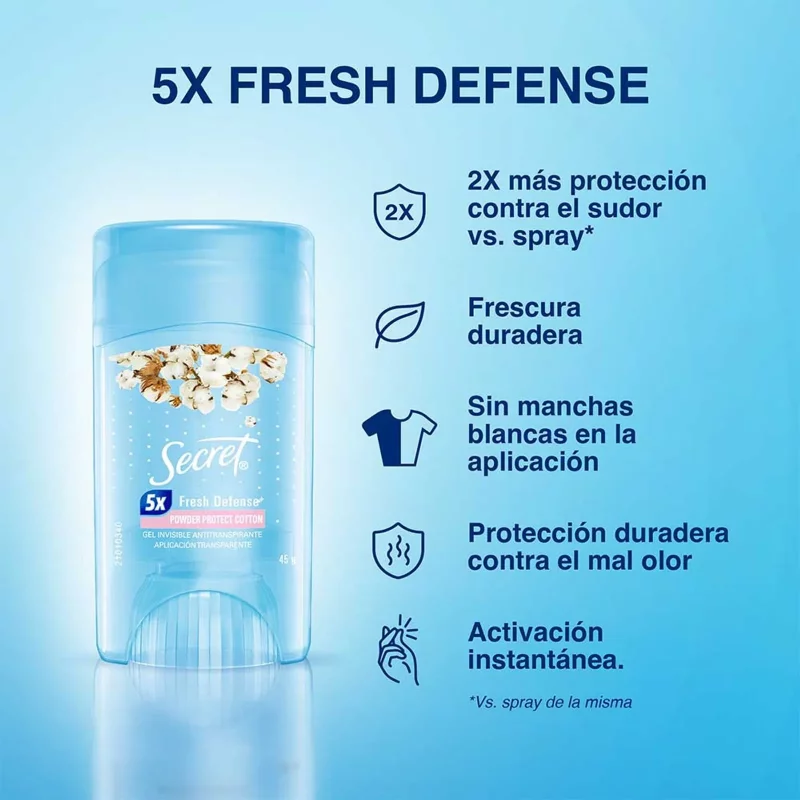 Desodorante Secret Gel Algodon 2 x 45 g Precio Especial x 90 g