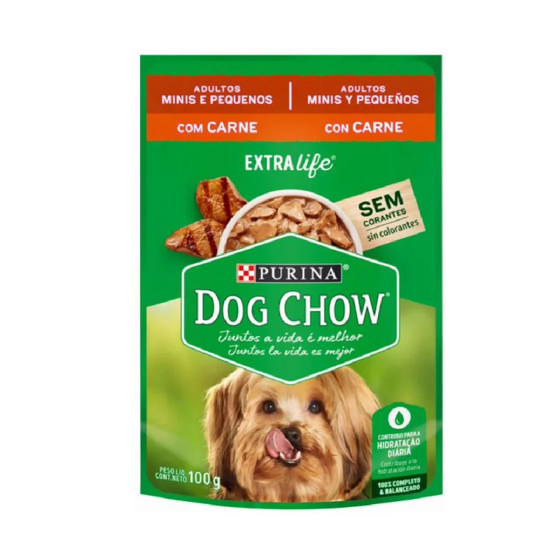 Dog Chow Adultos Minis Y Pequeños Carne x 100 g