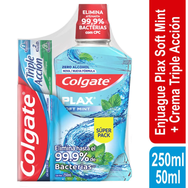 Enjuague Colgate Plax Soft Mint x 250 ml+Crema x50ml