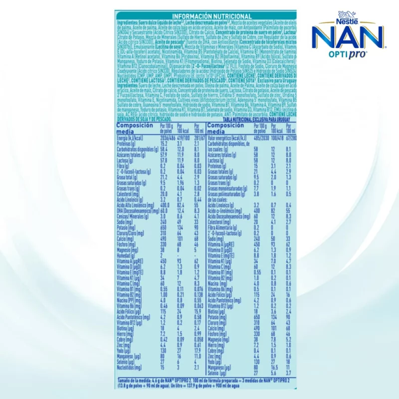 Fórmula infantil Nan Pro 2 x 900 g