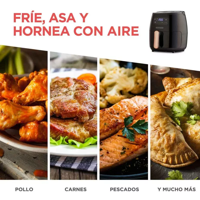 Freidora De Aire Black&Decker Negra Digital 5.7 Litros HFD5055B