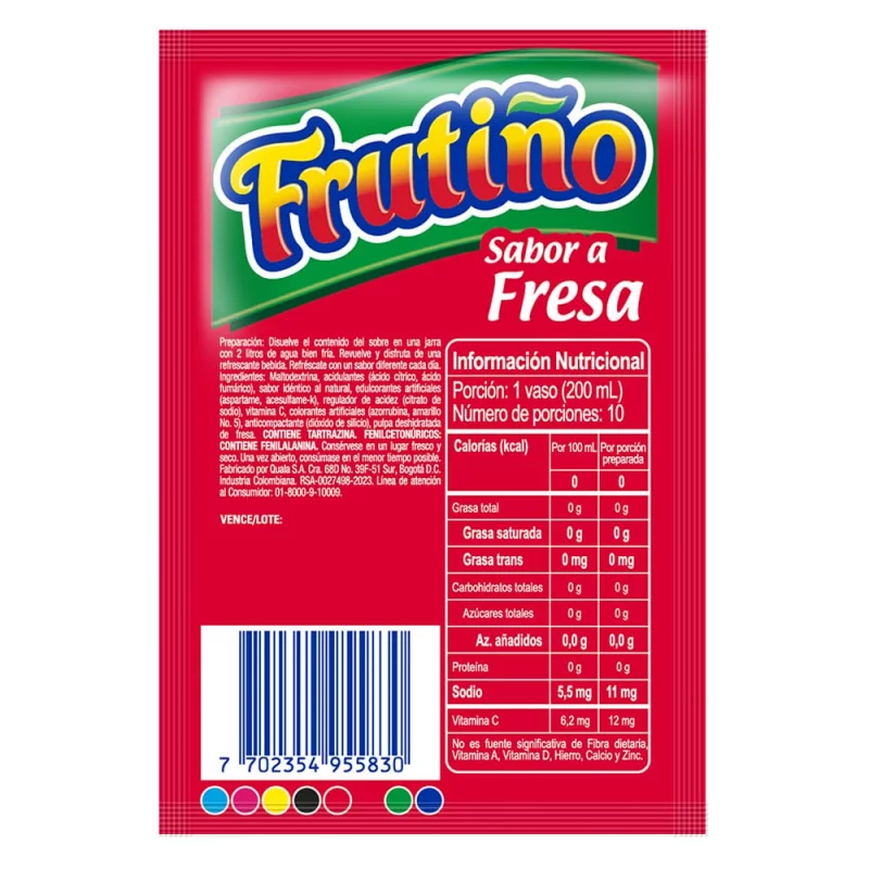 Fresco Frutiño Fresa 2 Litros Sobre x 10 g